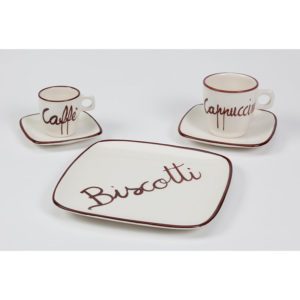 Caffe Espresso Cup, Cappuccino Cup, Biscotti Plate